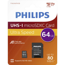 Philips FM64MP45B/00 memóriakártya 64 GB MicroSDXC Class 10 UHS-I