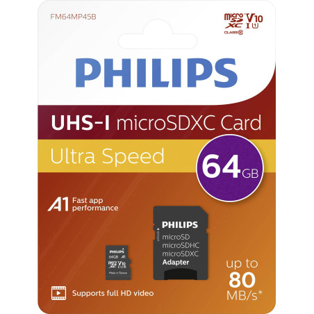 Philips FM64MP45B/00 memóriakártya 64 GB MicroSDXC Class 10 UHS-I