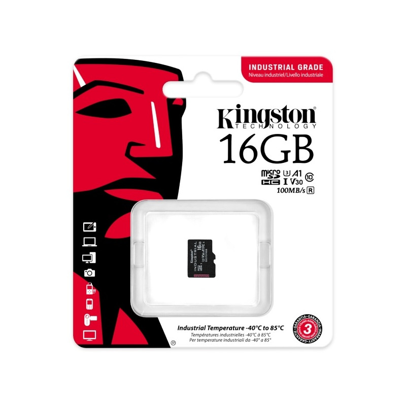 Kingston Technology Industrial memóriakártya 16 GB MicroSDHC UHS-I Class 10