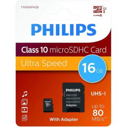 Philips microSDHC 16GB (Class10) SD adapterrel