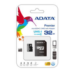 ADATA microSDHC 32GB Premier (Class10, UHS-I U1) adapterrel