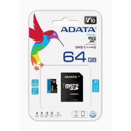 ADATA microSDHC 64GB Premier (Class10, UHS-I U1 A1) R/W: 85/25 MB/s SD adapterrel