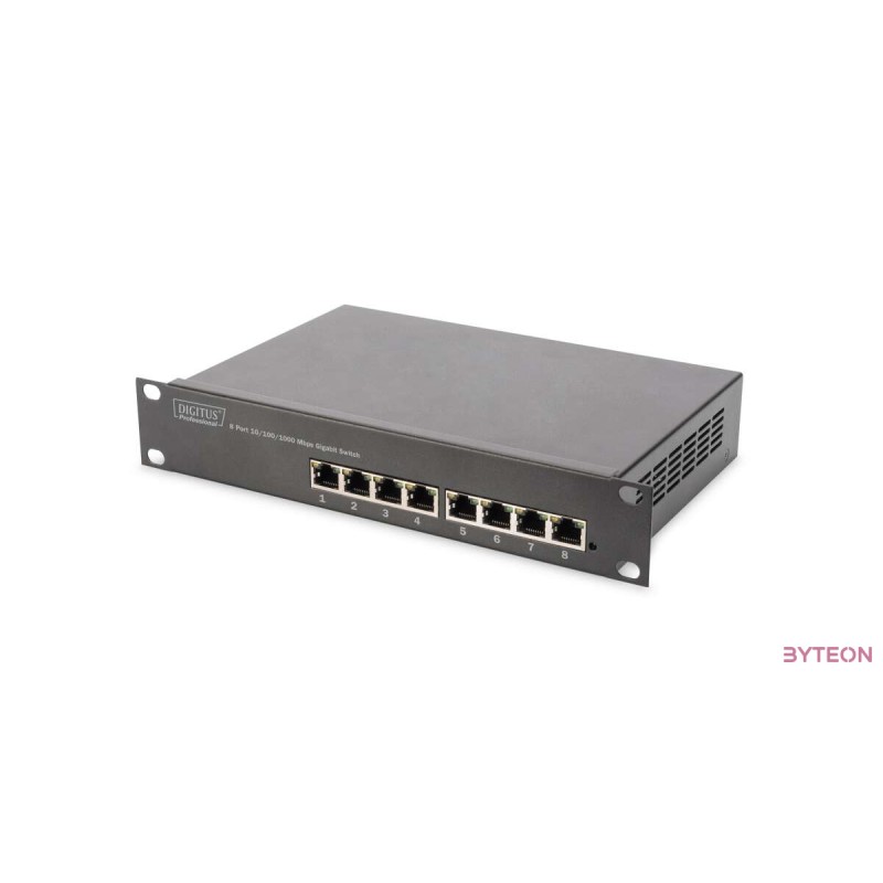 DIGITUS Switch Unmanaged Gigabit 10'' Rack 8-port, 8x10,100,1000Mbps Base-TX