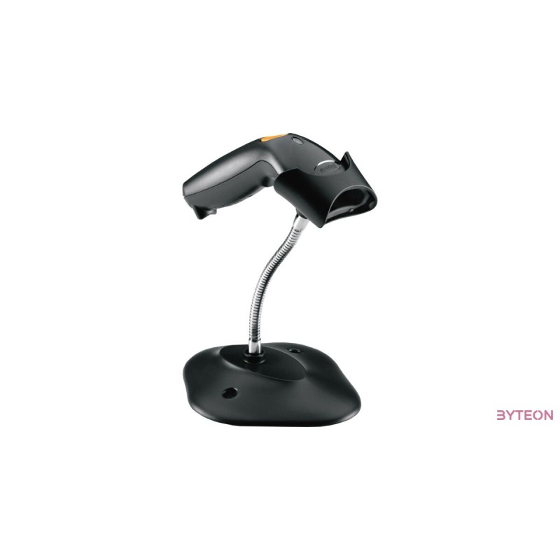 Zebra vonalkód olvasó, 1D LS1203 / fekete / állvány / USB kábel