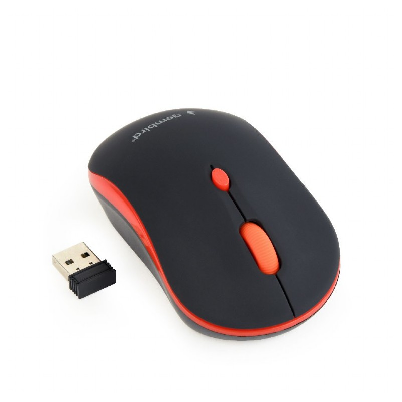 Gembird Wireless optical mouse MUSW-4B-03-R, 1600 DPI, nano USB, black-red