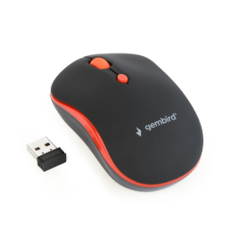 Gembird Wireless optical mouse MUSW-4B-03-R, 1600 DPI, nano USB, black-red