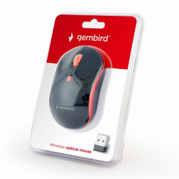 Gembird Wireless optical mouse MUSW-4B-03-R, 1600 DPI, nano USB, black-red