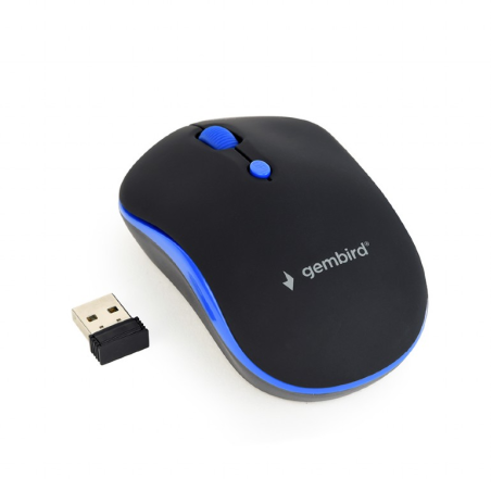 Gembird Wireless optical mouse MUSW-4B-03-B, 1600 DPI, nano USB, black-blue