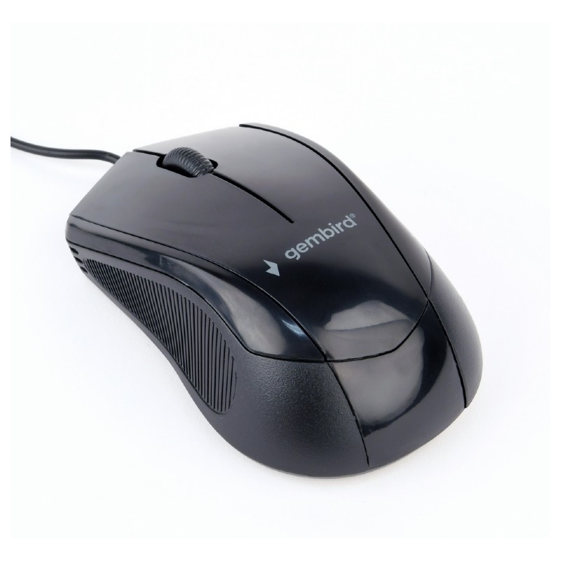 Gembird optical mouse MUS-3B-02, 1000 DPI, USB, Black, 1.35m cable length