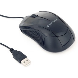 Gembird optical mouse MUS-3B-02, 1000 DPI, USB, Black, 1.35m cable length