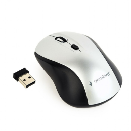 Gembird Wireless optical mouse MUSW-4B-02-BS, 1600 DPI, nano USB, black-silver