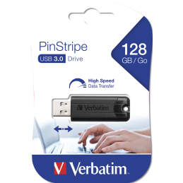 Verbatim USB DRIVE 3.0 128GB PINSTRIPE FEKETE