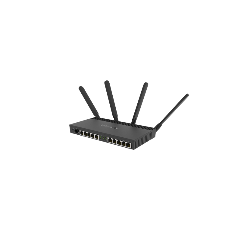 MikroTik RB4011IGS+5HACQ2HND-IN 10port GbE LAN, 1xSFP+ port, 2,4GHz & 5GHz 802.11ac wireless külső antennával