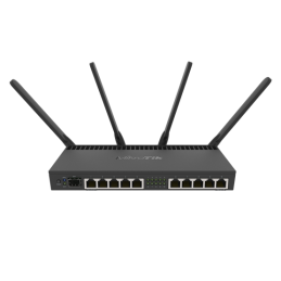 MikroTik RB4011IGS+5HACQ2HND-IN 10port GbE LAN, 1xSFP+ port, 2,4GHz & 5GHz 802.11ac wireless külső antennával