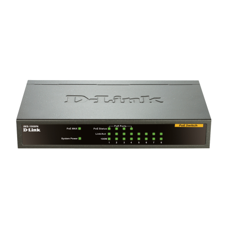 D-Link DES-1008PA 8port 10/100 (4x PoE)