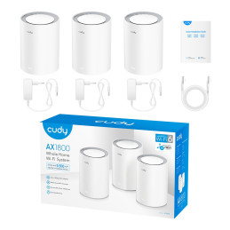 CUDY M1800(3-Pack) AX1800 WIFI 6 MESH fehér router (3db-os szett)