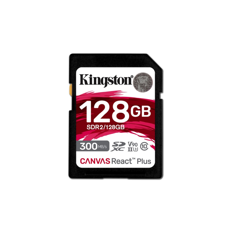 KINGSTON 128GB Canvas React Plus SDXC UHS-II 300R/260W U3 V90 for Full HD/4K/8K