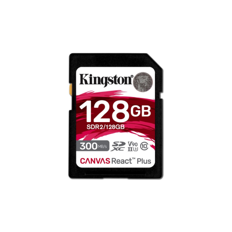 KINGSTON 128GB Canvas React Plus SDXC UHS-II 300R/260W U3 V90 for Full HD/4K/8K