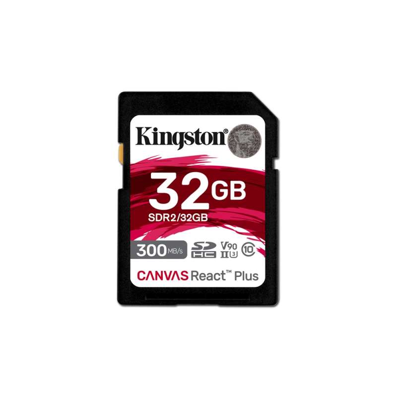 KINGSTON 32GB Canvas React Plus SDHC UHS-II 300R/260W U3 V90 for Full HD/4K/8K