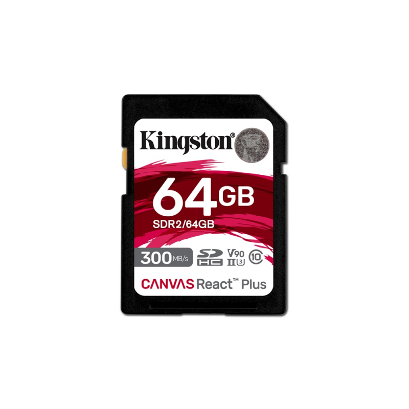 KINGSTON 64GB Canvas React Plus SDXC UHS-II 300R/260W U3 V90 for Full HD/4K/8K