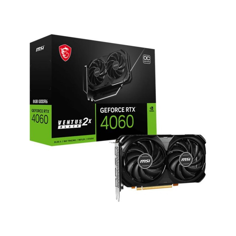 MSI GeForce RTX 4060 VENTUS 2X BLACK 8G OC nVidia 8GB GDDR6 128bit PCIe videókártya