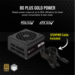 Corsair RM750e 750W 80+ Gold ventillátorral moduláris dobozos tápegység