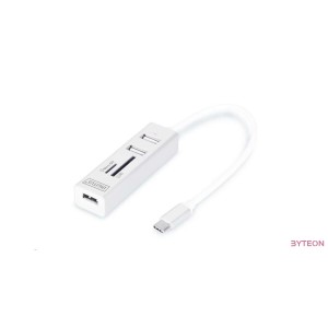 Digitus USB Type-C OTG 3-Port HUB + Card Reader White