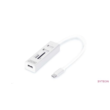 Digitus USB Type-C OTG 3-Port HUB + Card Reader White