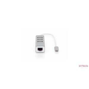 Digitus DA-70253 USB Type-C 3-Port Hub + Fast Ethernet LAN Adapter