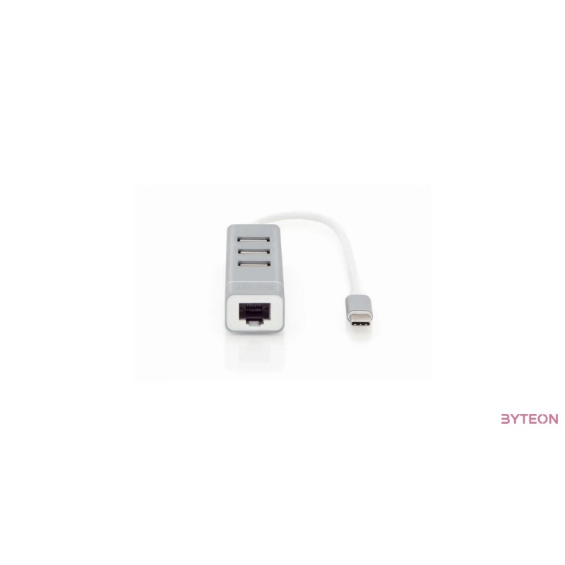 Digitus DA-70253 USB Type-C 3-Port Hub + Fast Ethernet LAN Adapter