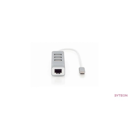 Digitus DA-70253 USB Type-C 3-Port Hub + Fast Ethernet LAN Adapter
