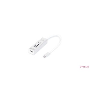 Digitus USB Type-C OTG 3-Port HUB + Card Reader White