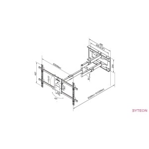 Multibrackets M Universal Long Reach Arm 1010mm HD Single 42-75" Black
