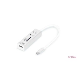 Digitus USB Type-C OTG 3-Port HUB + Card Reader White