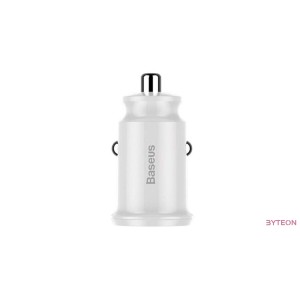 Baseus  Grain Car Charger Mini Universal Smart Car Charger White