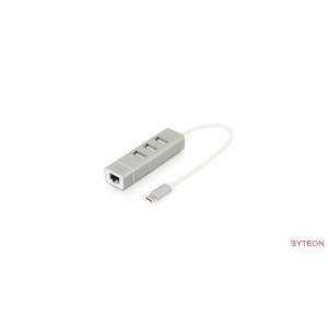 Digitus DA-70253 USB Type-C 3-Port Hub + Fast Ethernet LAN Adapter