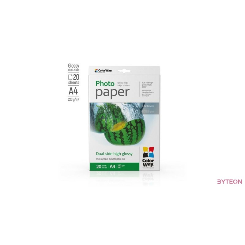 ColorWay Fotópapír Kétoldalas fényes 220g, A4, 20 lap