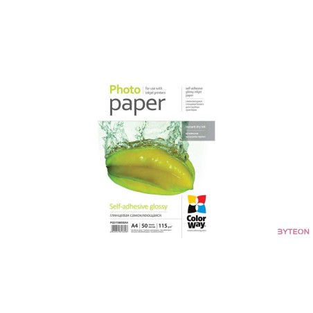 ColorWay Fotópapír fényes öntapadó (glossy self-adhesive) 115 - 80g,m2 A4 50 lap
