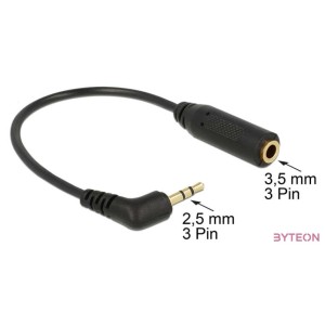 DeLock Audio Cable Stereo jack 2,5mm 3 pin male angled  Stereo jack 3,5mm 3 pin female