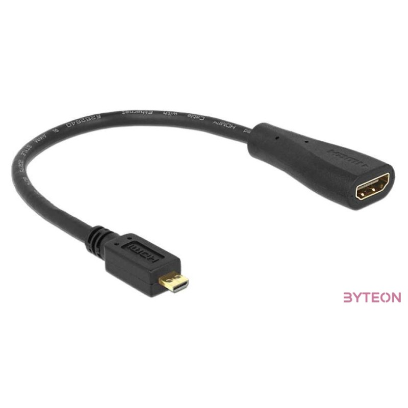 DeLock HDMI-micro D male to HDMI-A female kábel 23cm Black