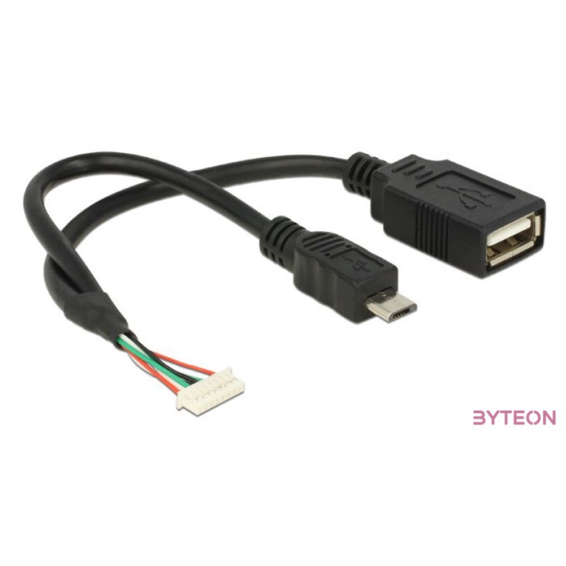 DeLock Cable USB 2.0 pin header female 1,25mm 8 pin  USB 2.0 Type-A female+ USB 2.0 Type Micro-B male 15cm