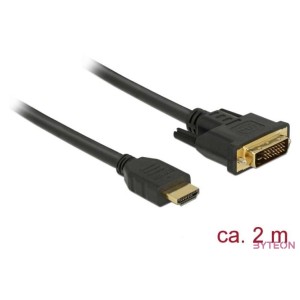 DeLock HDMI to DVI 24+1 cable bidirectional 2m Black
