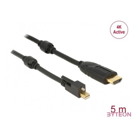 DeLock Cable mini Displayport 1.2 male with screw  HDMI male 4K Active Black 5m