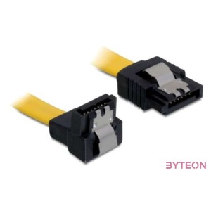 DeLock Cable SATA 6 Gb,s male straight  SATA male downwards angled 10 cm Yellow metal