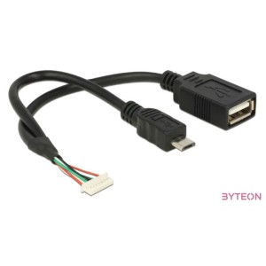 DeLock Cable USB 2.0 pin header female 1,25mm 8 pin  USB 2.0 Type-A female+ USB 2.0 Type Micro-B male 15cm