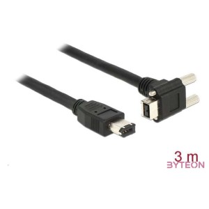DeLock Cable FireWire 9 pin male 90° angled with screws  6 pin male 3m