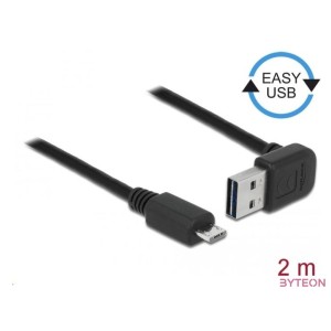 DeLock EASY-USB 2.0 Type-A male angled up , down  USB 2.0 Type Micro-B male 2m cable