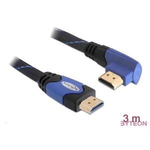 DeLock High Speed HDMI with Ethernet – HDMI A male  HDMI A male angled 4K cable 3m