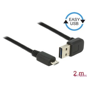 DeLock EASY-USB 2.0 Type-A male angled up , down  USB 2.0 Type Micro-B male 2m cable