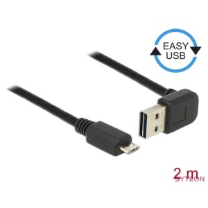 DeLock EASY-USB 2.0 Type-A male angled up , down  USB 2.0 Type Micro-B male 2m cable